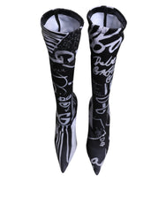 Dolce & Gabbana Black Logo Stretch Heels High Boots Shoes - EU36/US6 - Boots