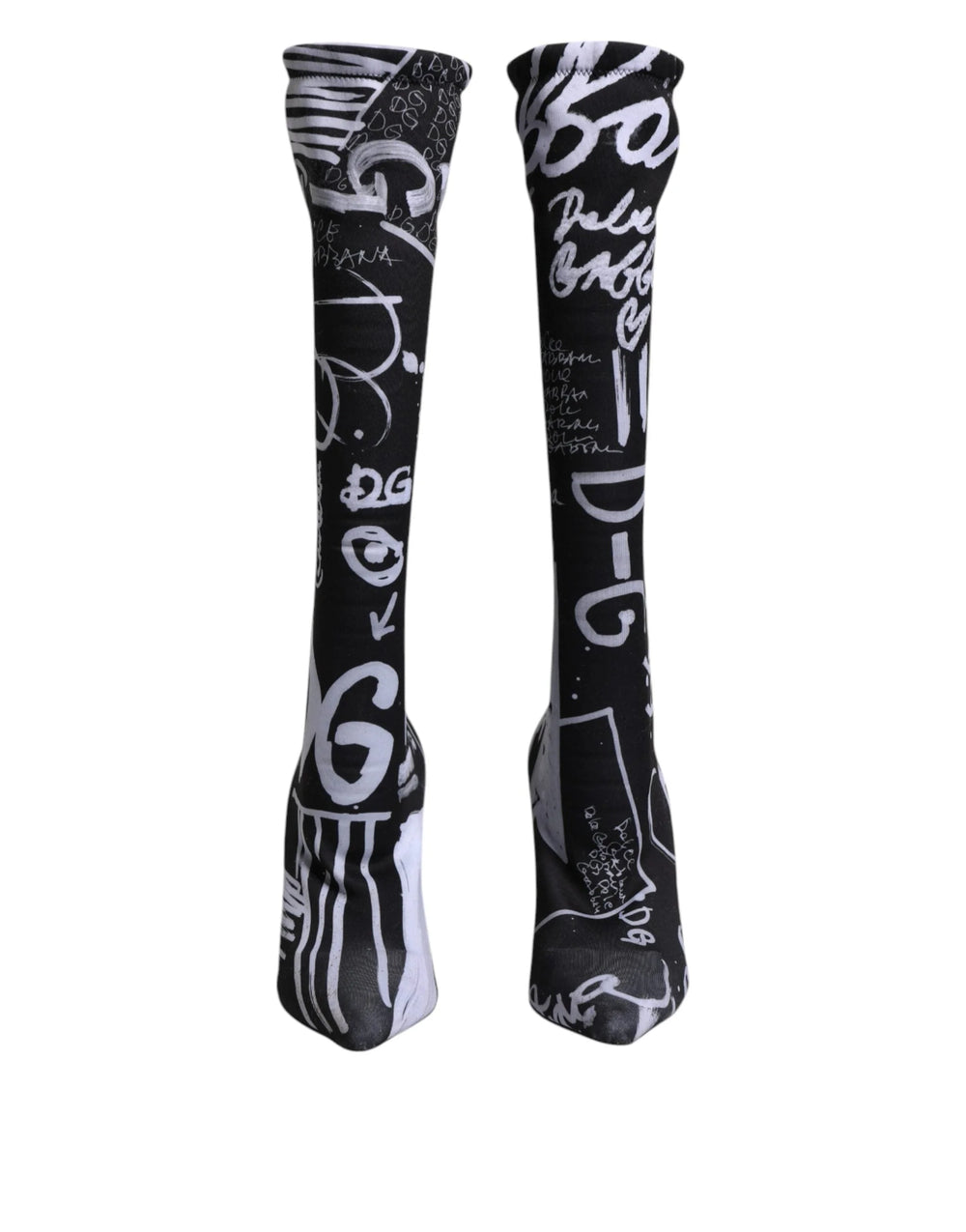 Dolce & Gabbana Black Logo Stretch Heels High Boots Shoes - EU36/US6