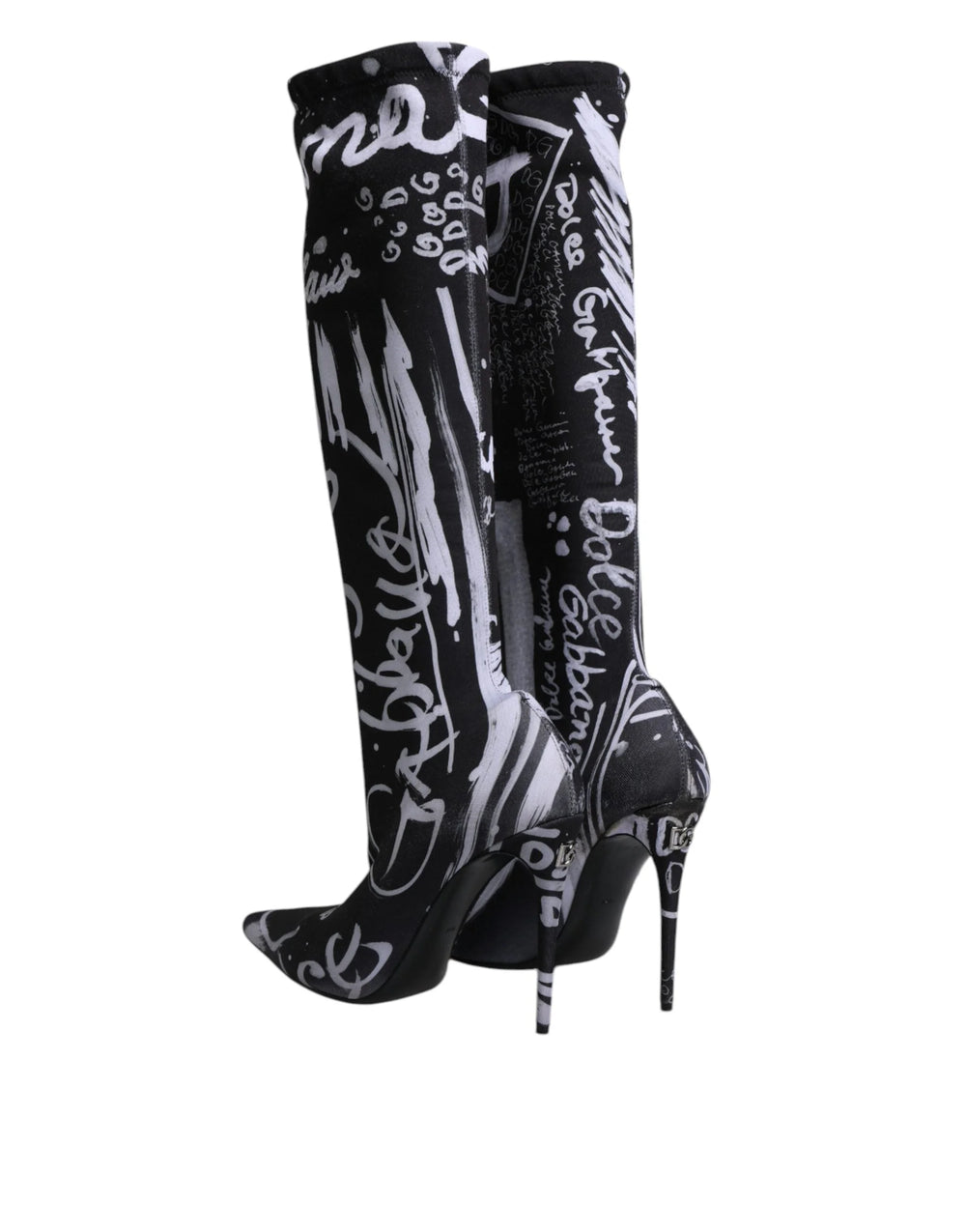 Dolce & Gabbana Black Logo Stretch Heels High Boots Shoes - EU36/US6