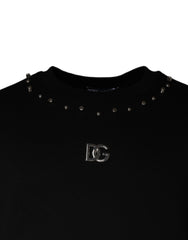 Dolce & Gabbana Black Logo Stud Pullover Sweatshirt Sweater - Sweatshirts