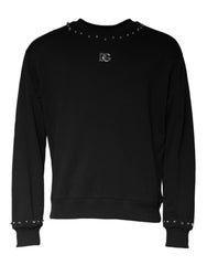 Dolce & Gabbana Black Logo Stud Pullover Sweatshirt Sweater - Sweatshirts