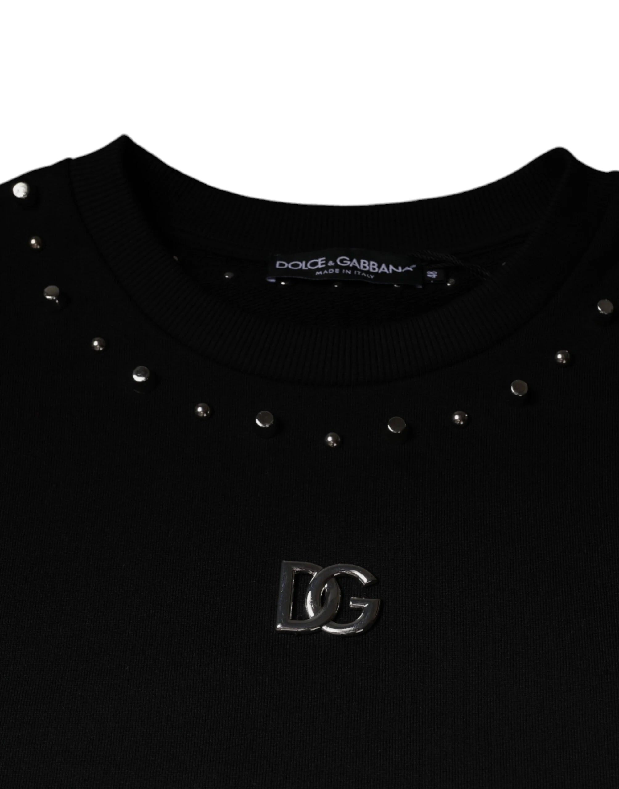 Dolce & Gabbana Black Logo Stud Pullover Sweatshirt Sweater - Sweatshirts