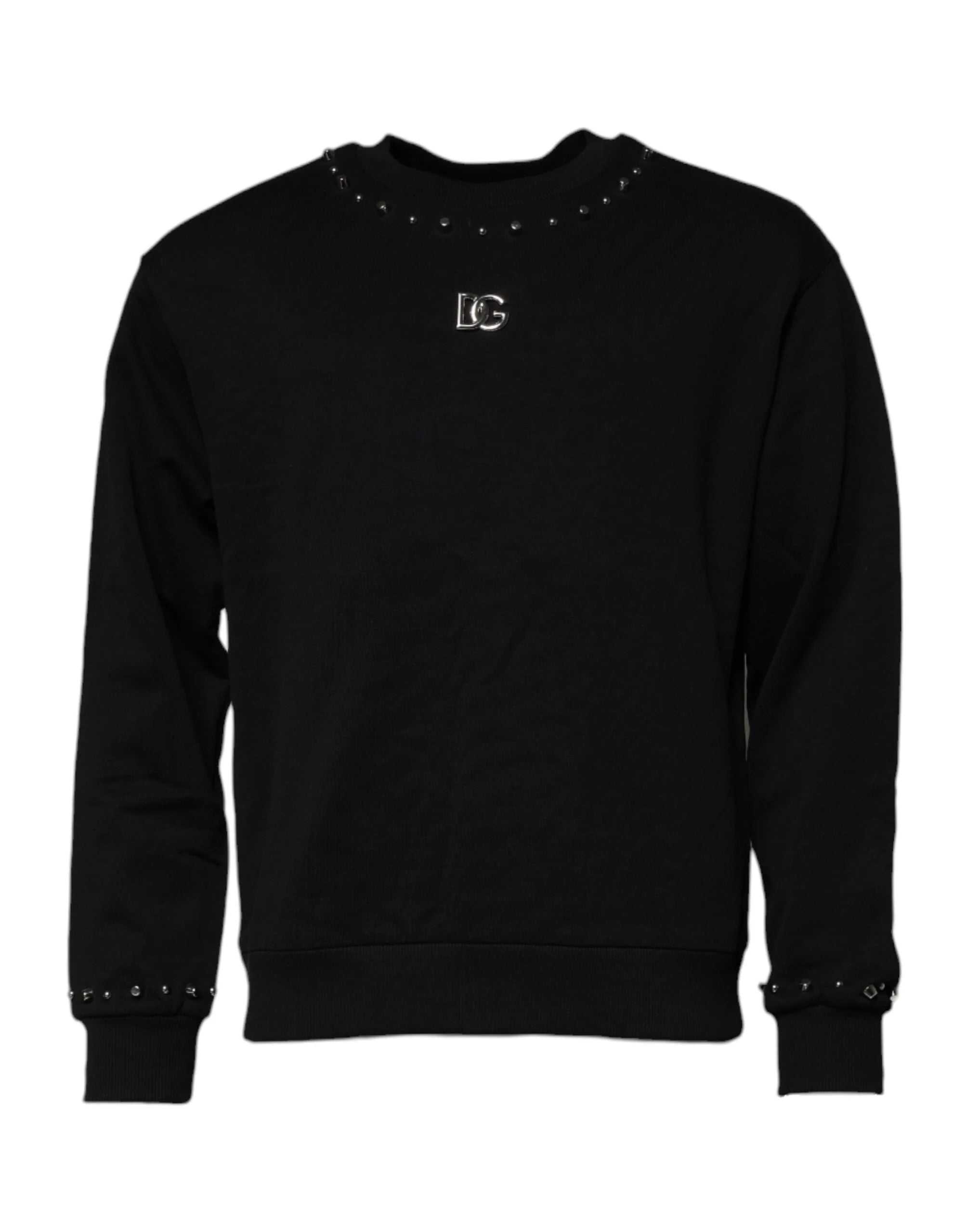 Dolce & Gabbana Black Logo Stud Pullover Sweatshirt Sweater - IT46 | S - Sweaters