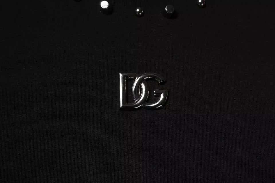 Dolce & Gabbana Black Logo Stud Pullover Sweatshirt Sweater - IT46 | S - Sweaters