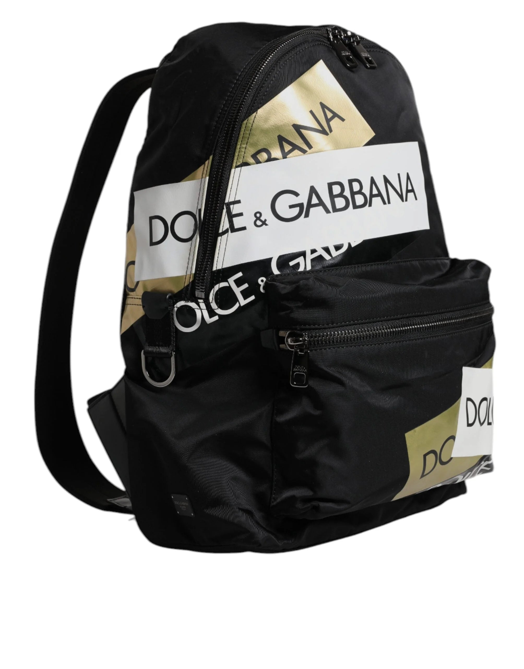 Dolce & Gabbana Black Logo Tape Polyamide School Travel Backpack Bag - Backpacks