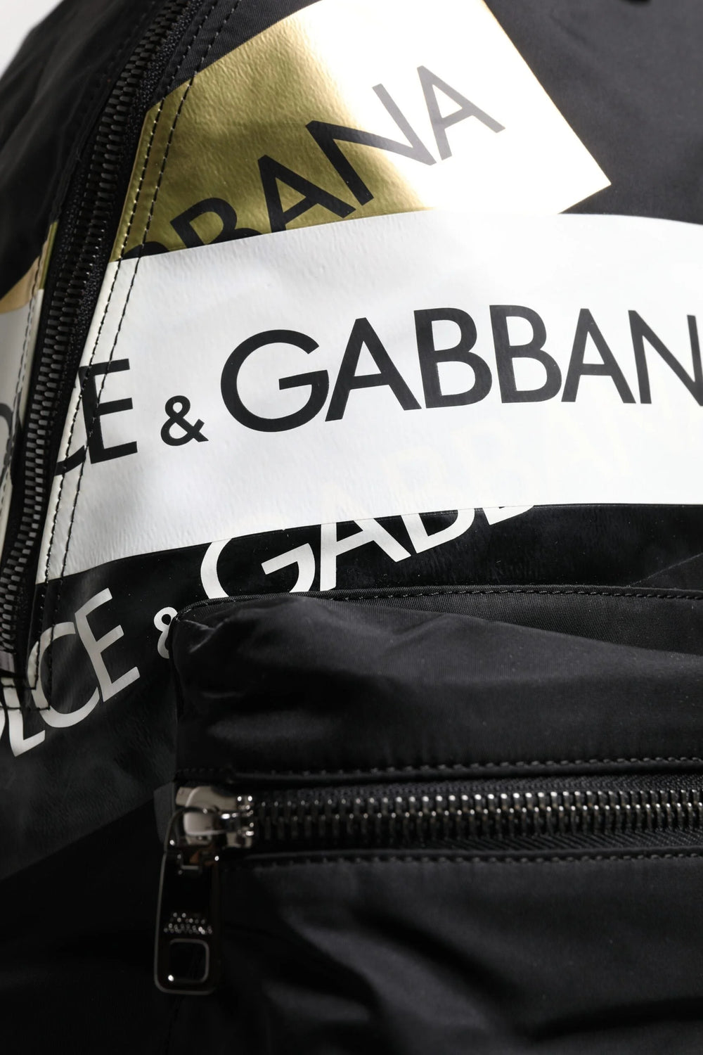 Dolce & Gabbana Black Logo Tape Polyamide School Travel Backpack Bag - Backpacks