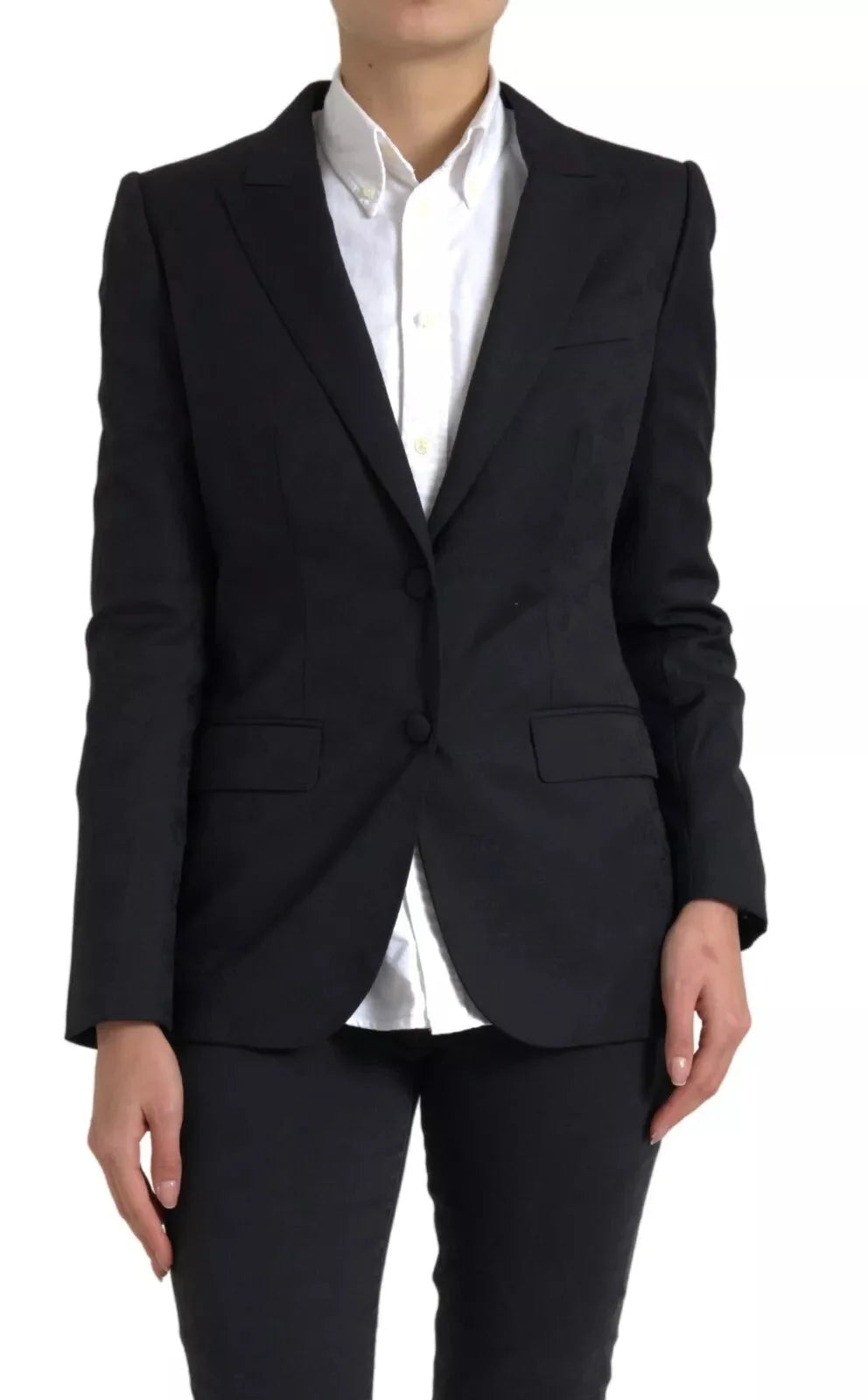 Dolce & Gabbana Black Long Sleeve Coat Blazer Jacket - IT44 | L - Overcoats