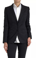 Dolce & Gabbana Black Long Sleeve Coat Blazer Jacket - IT44 | L - Overcoats