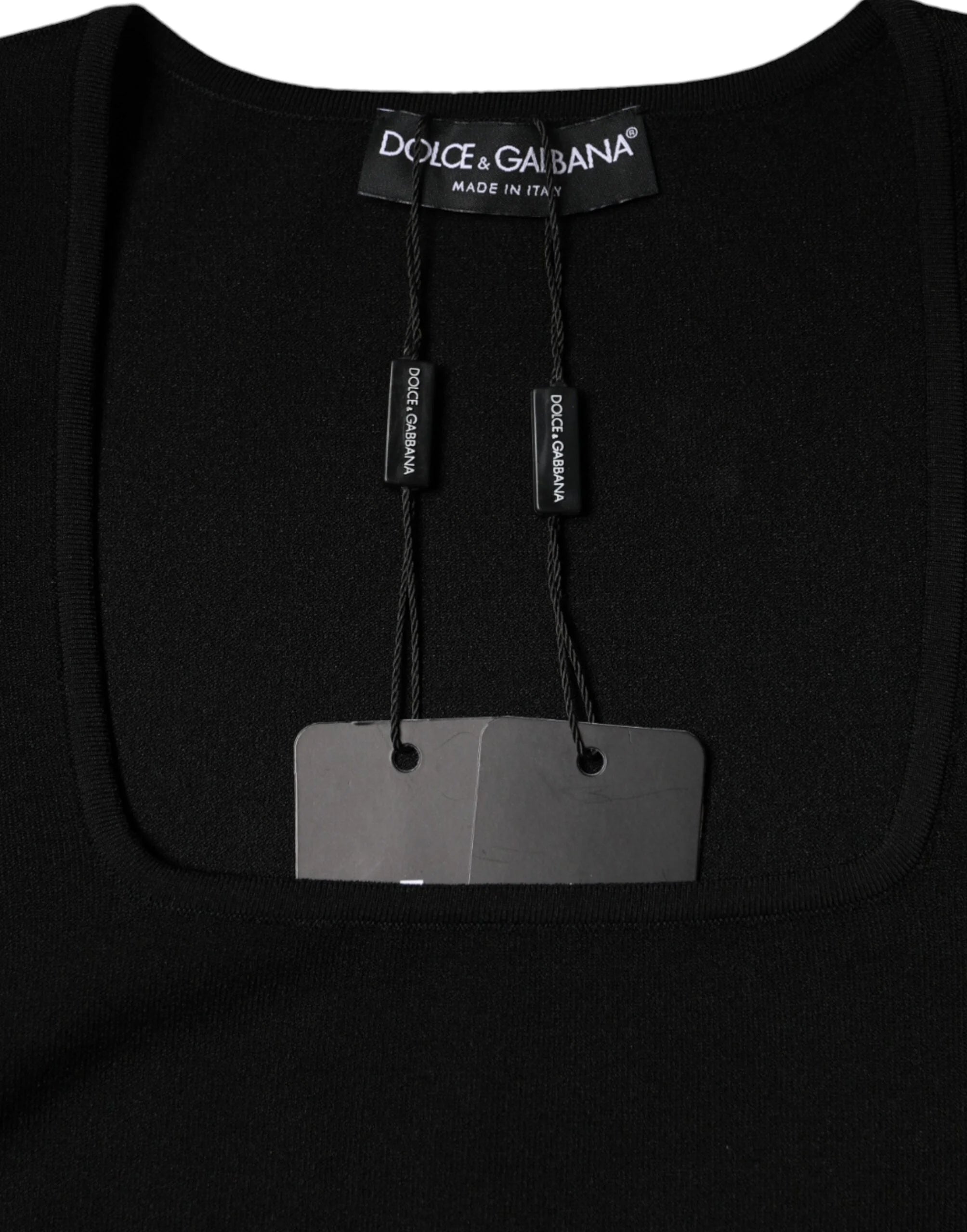 Dolce & Gabbana Black Long Sleeves Blouse Square Neck Top - IT40|S - Blouses