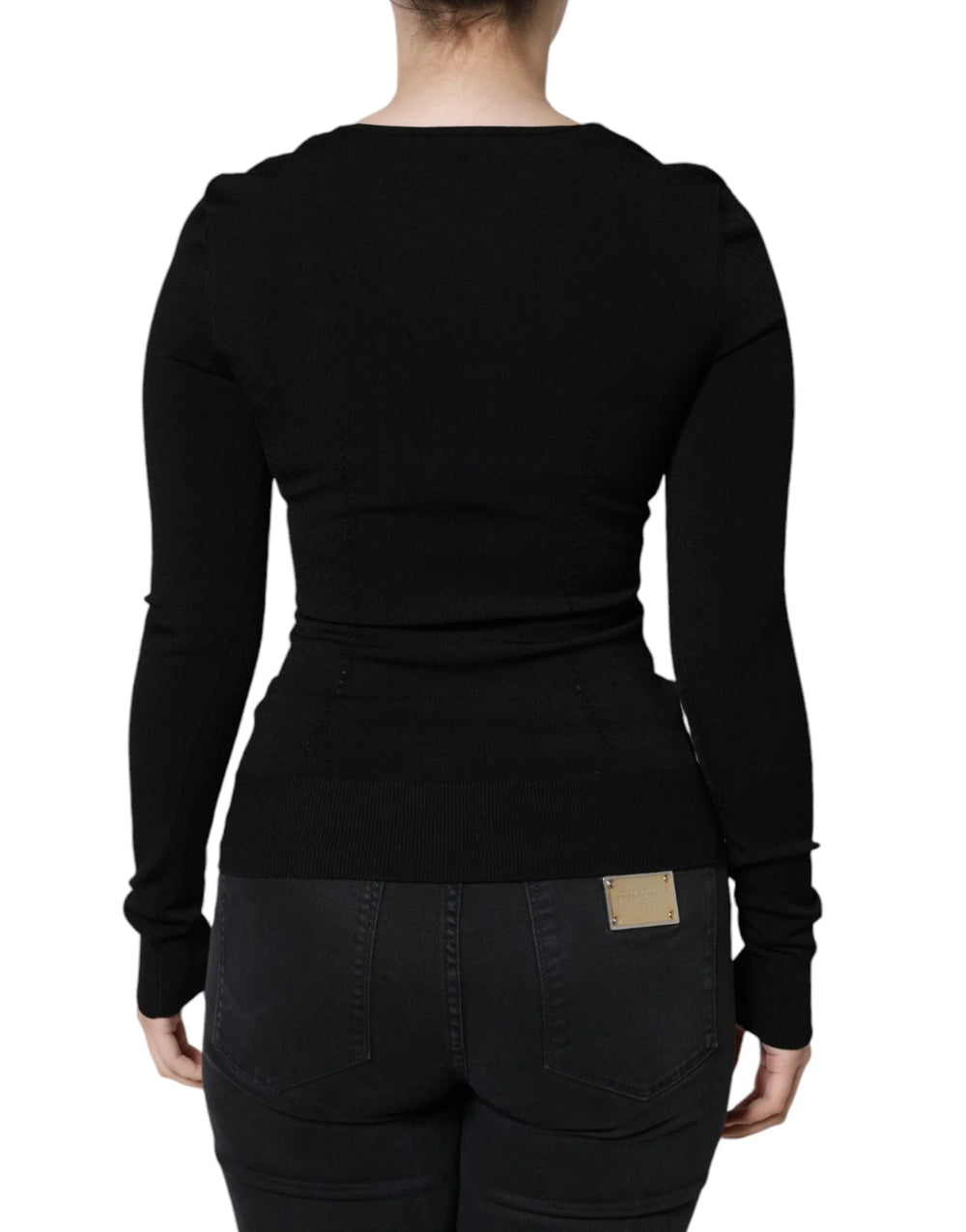 Dolce & Gabbana Black Long Sleeves Blouse Square Neck Top - IT40|S - Blouses