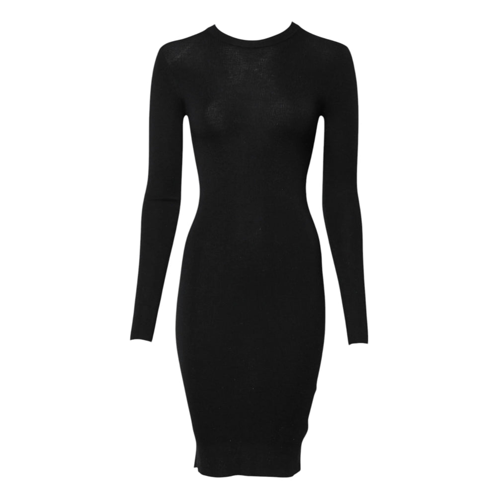 Dolce & Gabbana Black Long Sleeves Bodycon Sheath Dress - IT36|XXS - Dresses