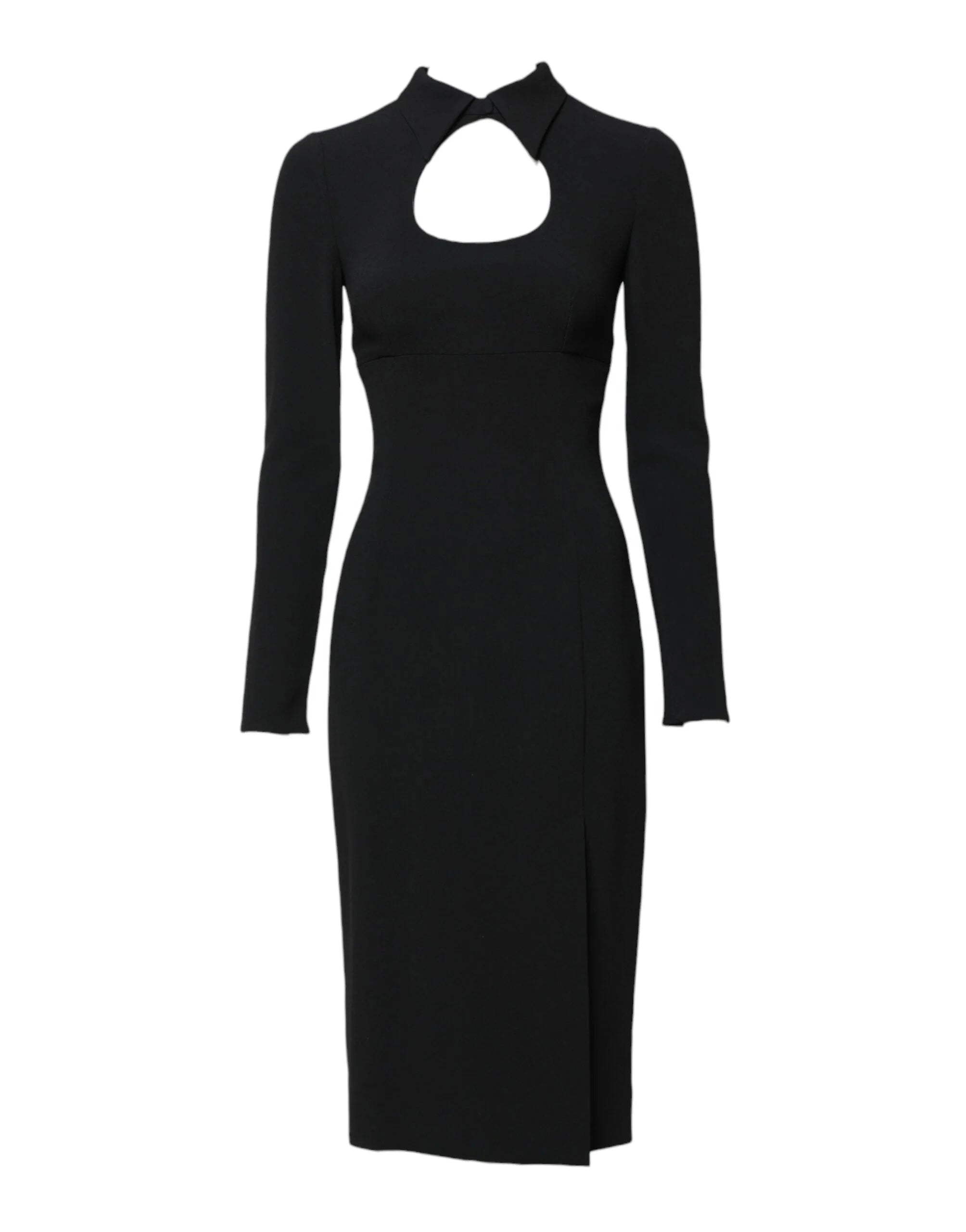Dolce & Gabbana Black Long Sleeves Bodycon Sheath Midi Dress - IT38 | XS - Dresses