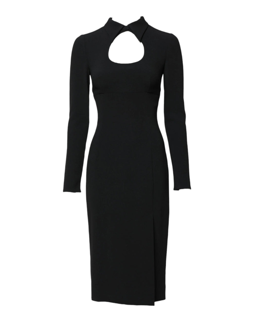 Dolce & Gabbana Black Long Sleeves Bodycon Sheath Midi Dress - IT38 | XS - Dresses