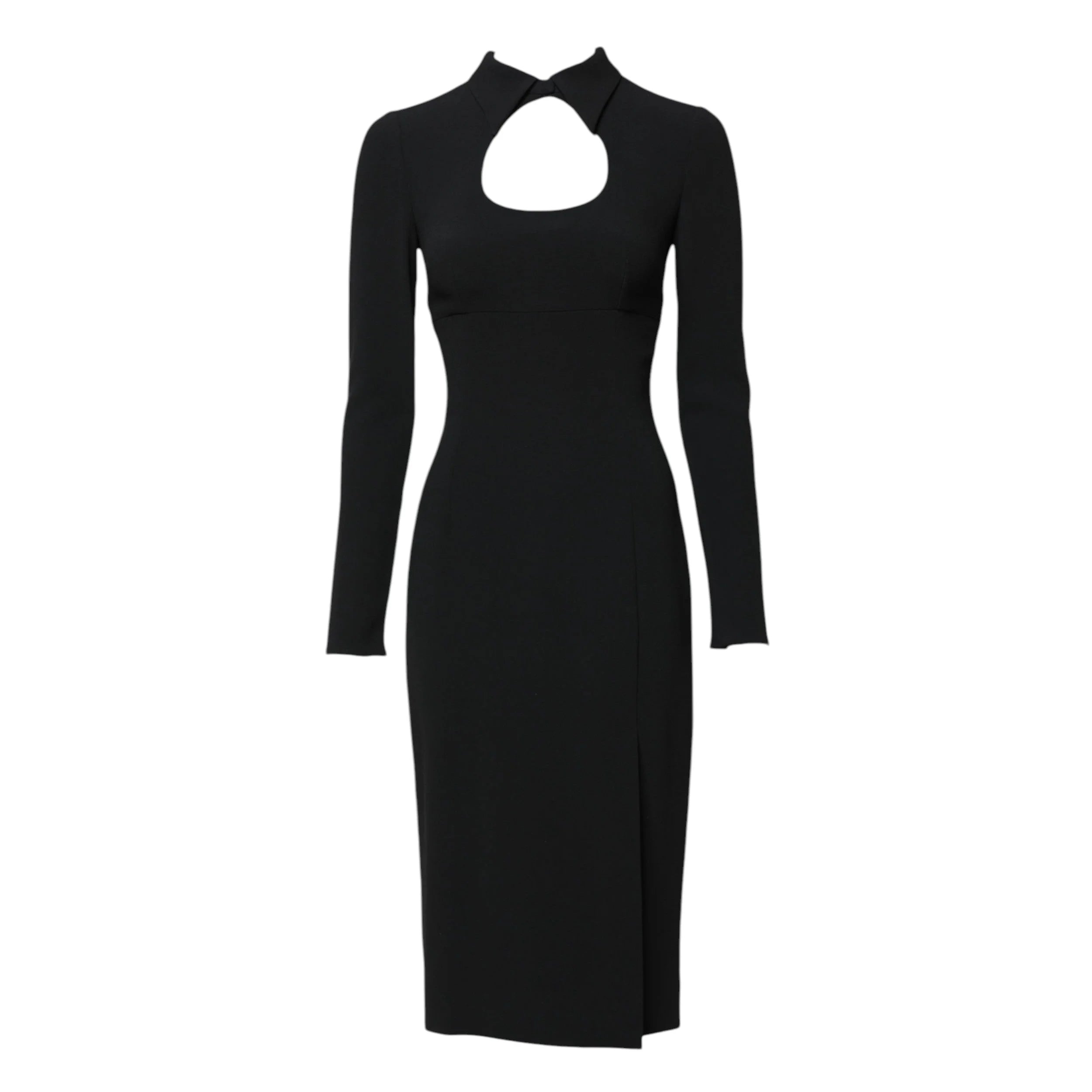 Dolce & Gabbana Black Long Sleeves Bodycon Sheath Midi Dress - IT38 | XS - Dresses