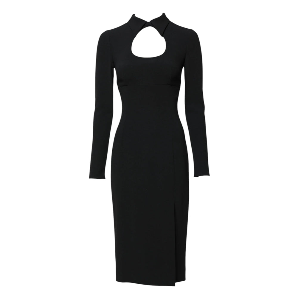 Dolce & Gabbana Black Long Sleeves Bodycon Sheath Midi Dress - IT38 | XS - Dresses