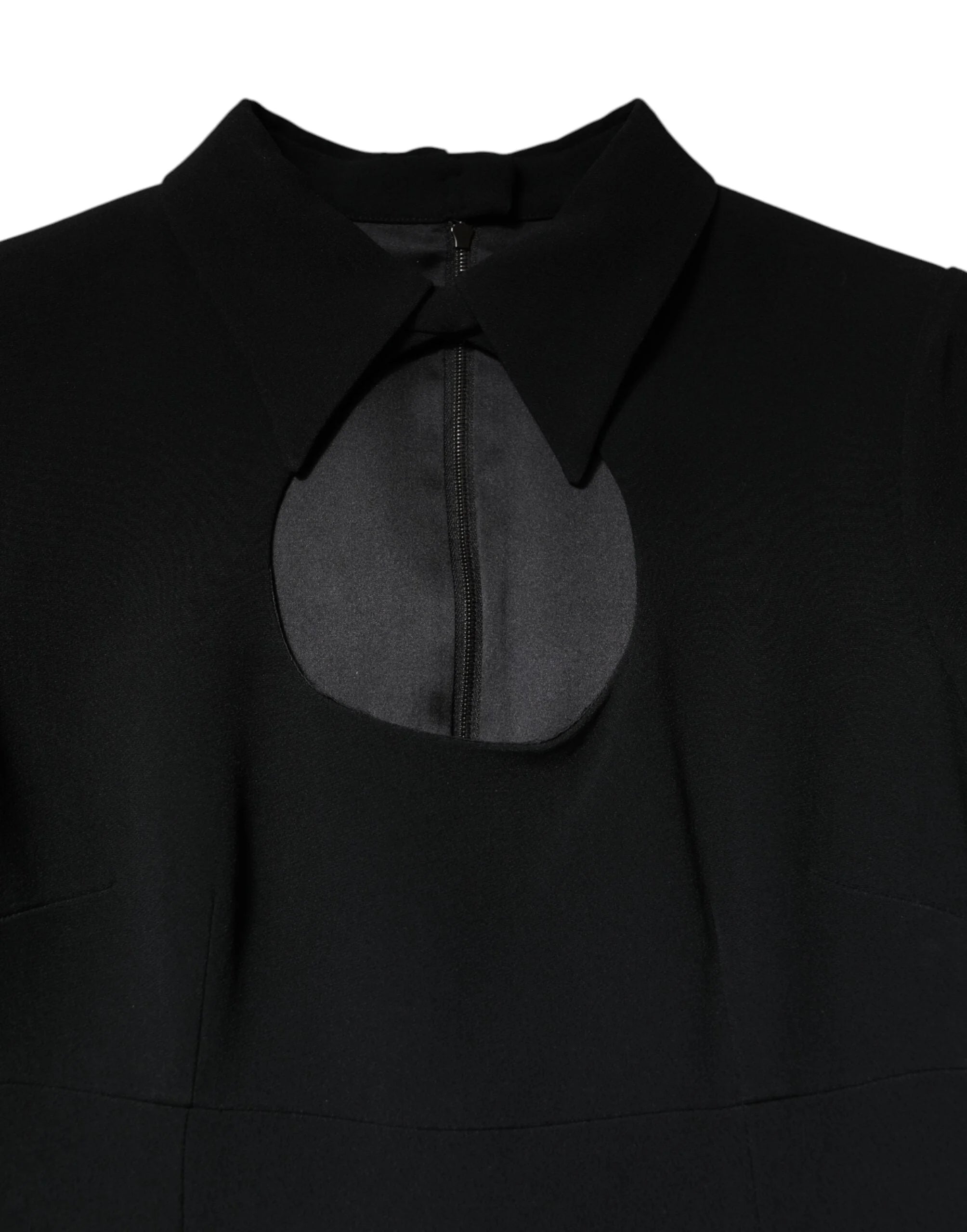 Dolce & Gabbana Black Long Sleeves Bodycon Sheath Midi Dress - IT38 | XS - Dresses