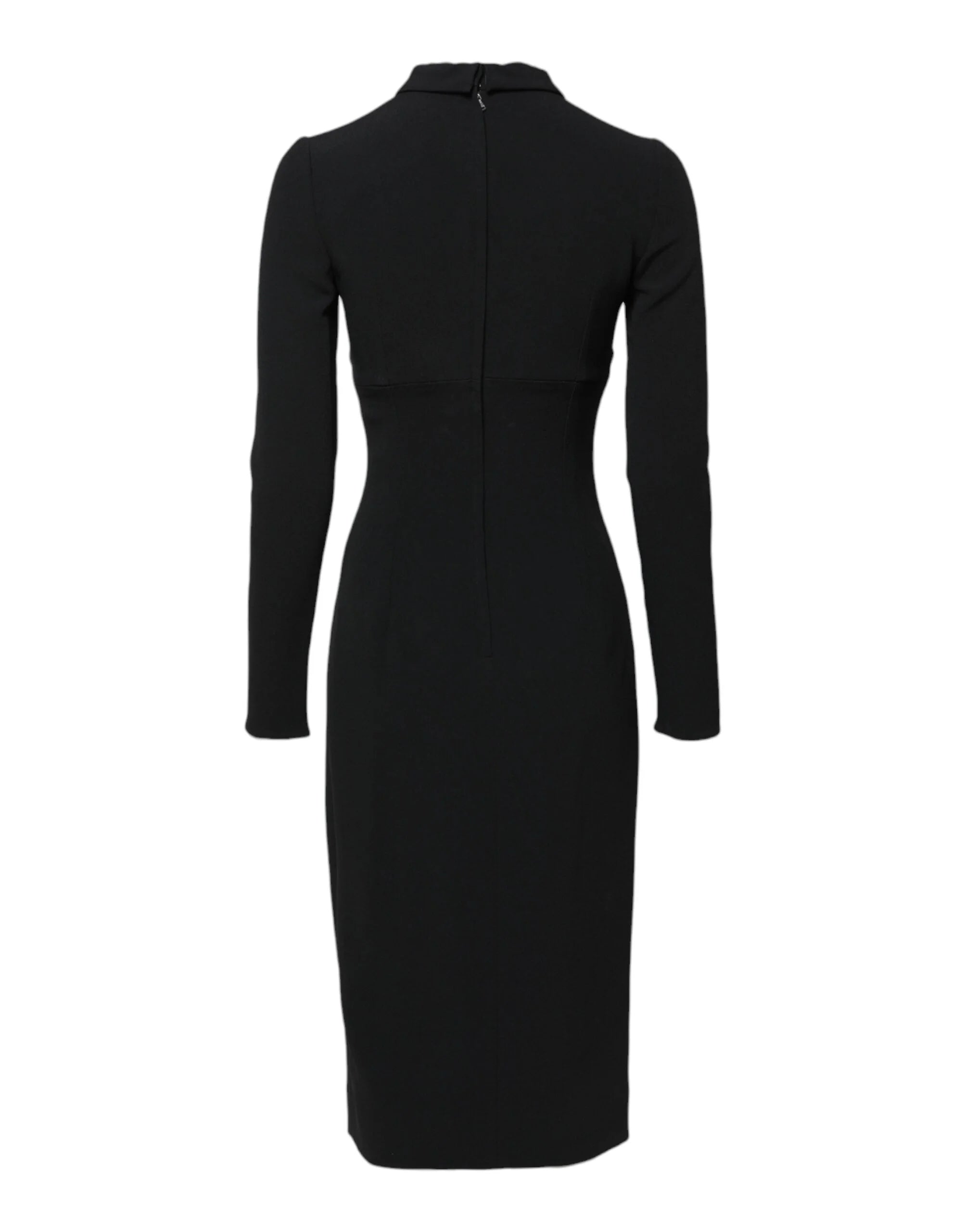 Dolce & Gabbana Black Long Sleeves Bodycon Sheath Midi Dress - IT38 | XS - Dresses