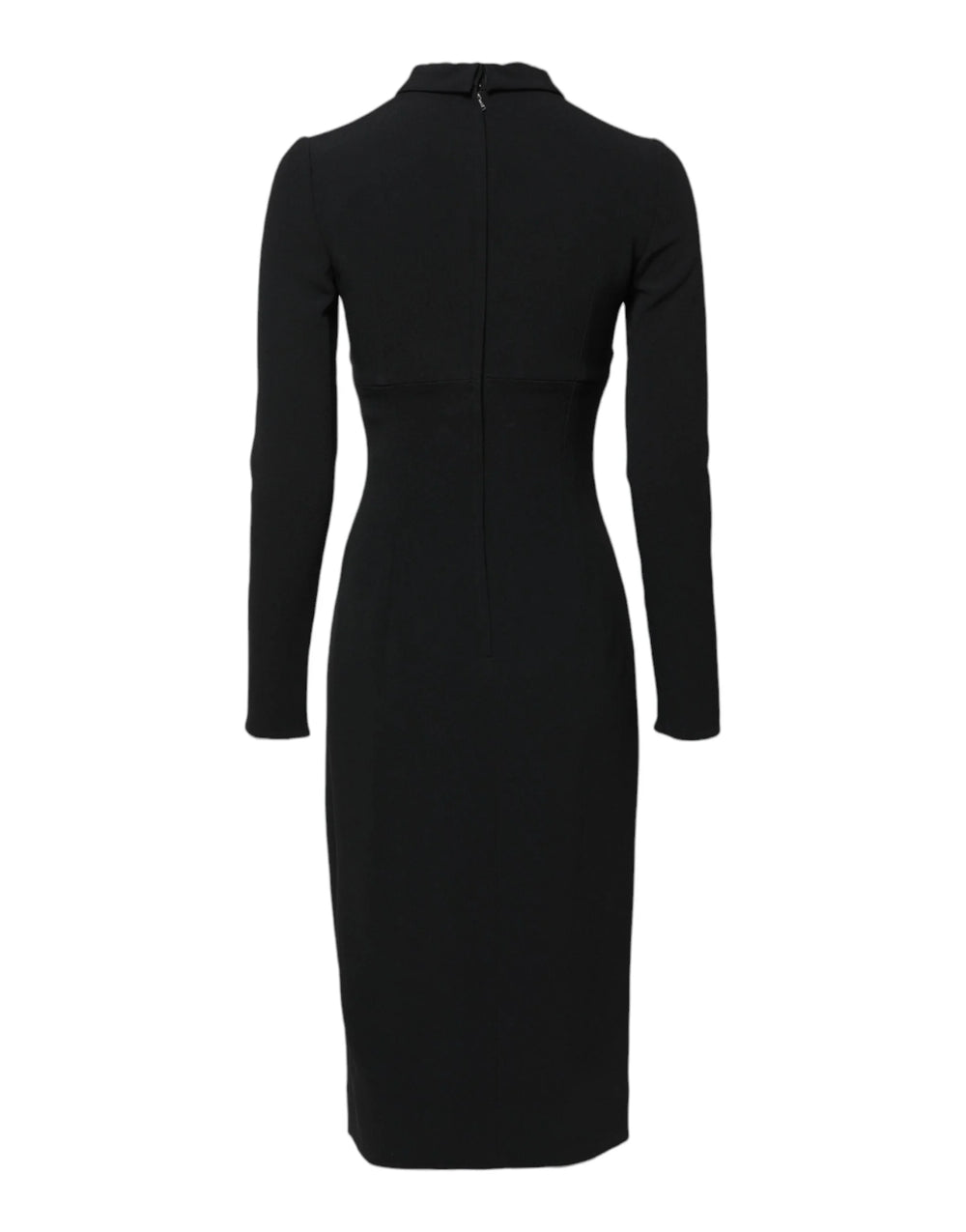 Dolce & Gabbana Black Long Sleeves Bodycon Sheath Midi Dress - IT38 | XS - Dresses