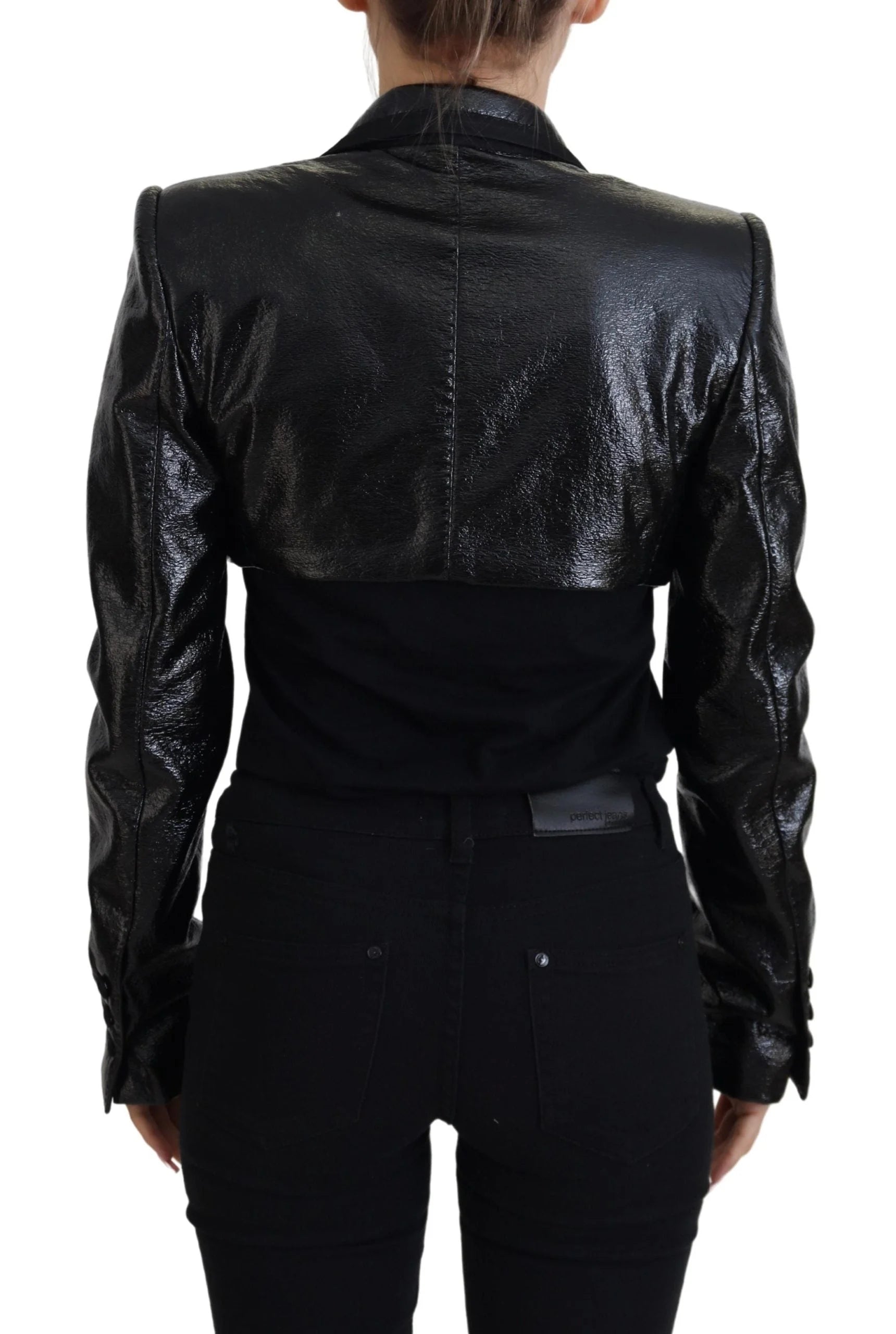 Dolce & Gabbana Black Long Sleeves Crop Blazer Cotton Jacket - IT40|S - Sport Jackets