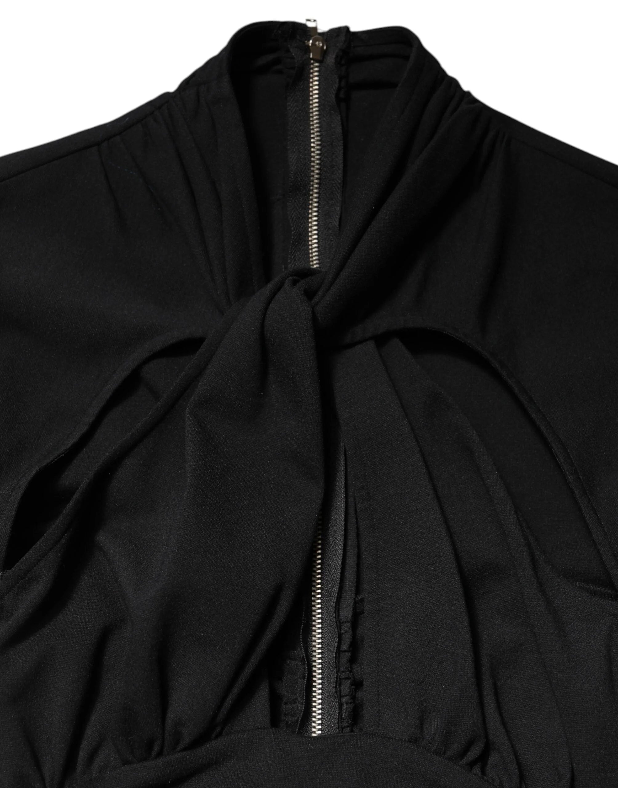 Dolce & Gabbana Black Long Sleeves Sheath Midi Dress - IT40|S