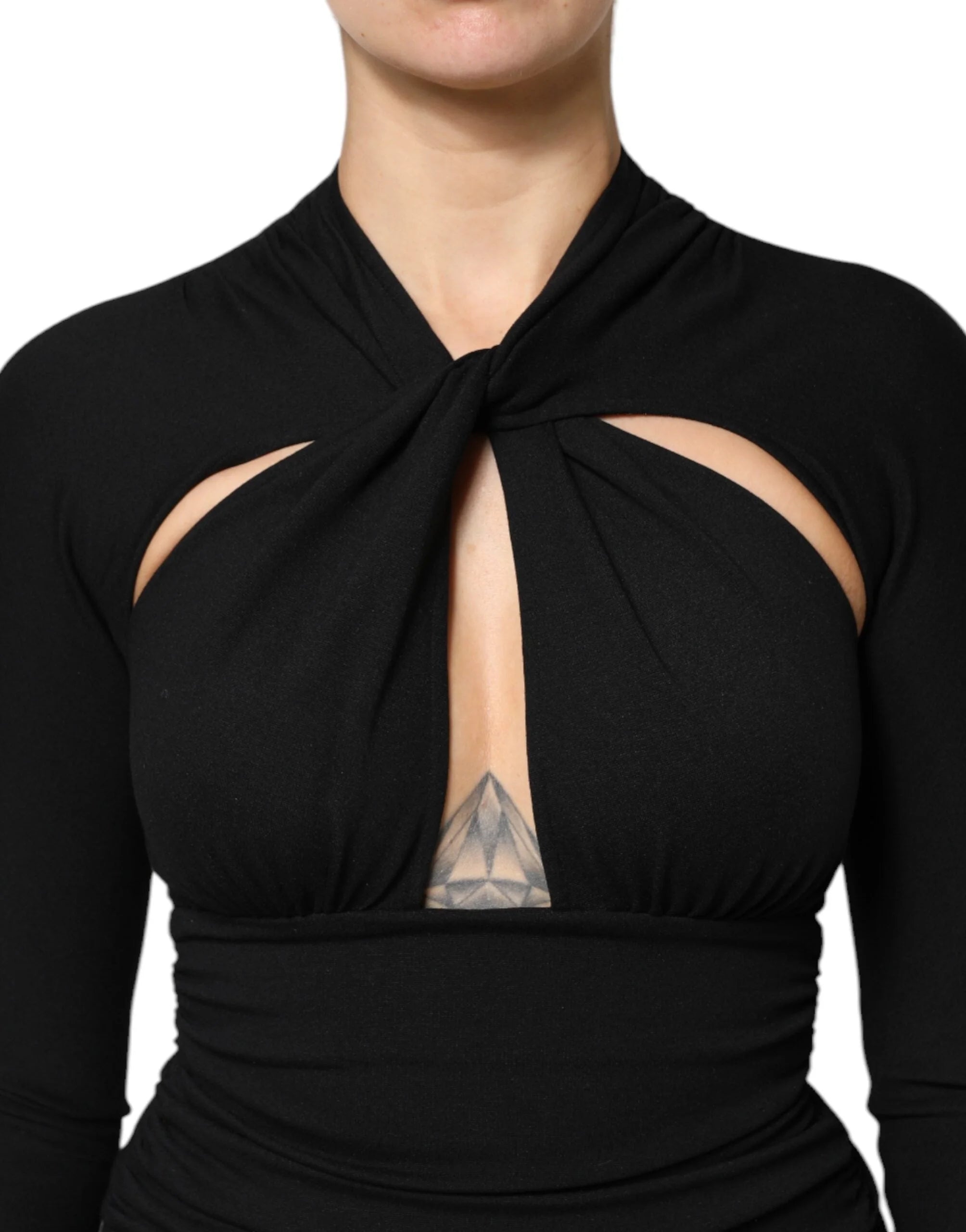 Dolce & Gabbana Black Long Sleeves Sheath Midi Dress - IT40|S