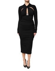 Dolce & Gabbana Black Long Sleeves Sheath Midi Dress - IT40|S - Dresses