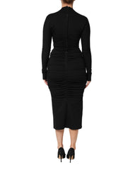 Dolce & Gabbana Black Long Sleeves Sheath Midi Dress - IT40|S - Dresses