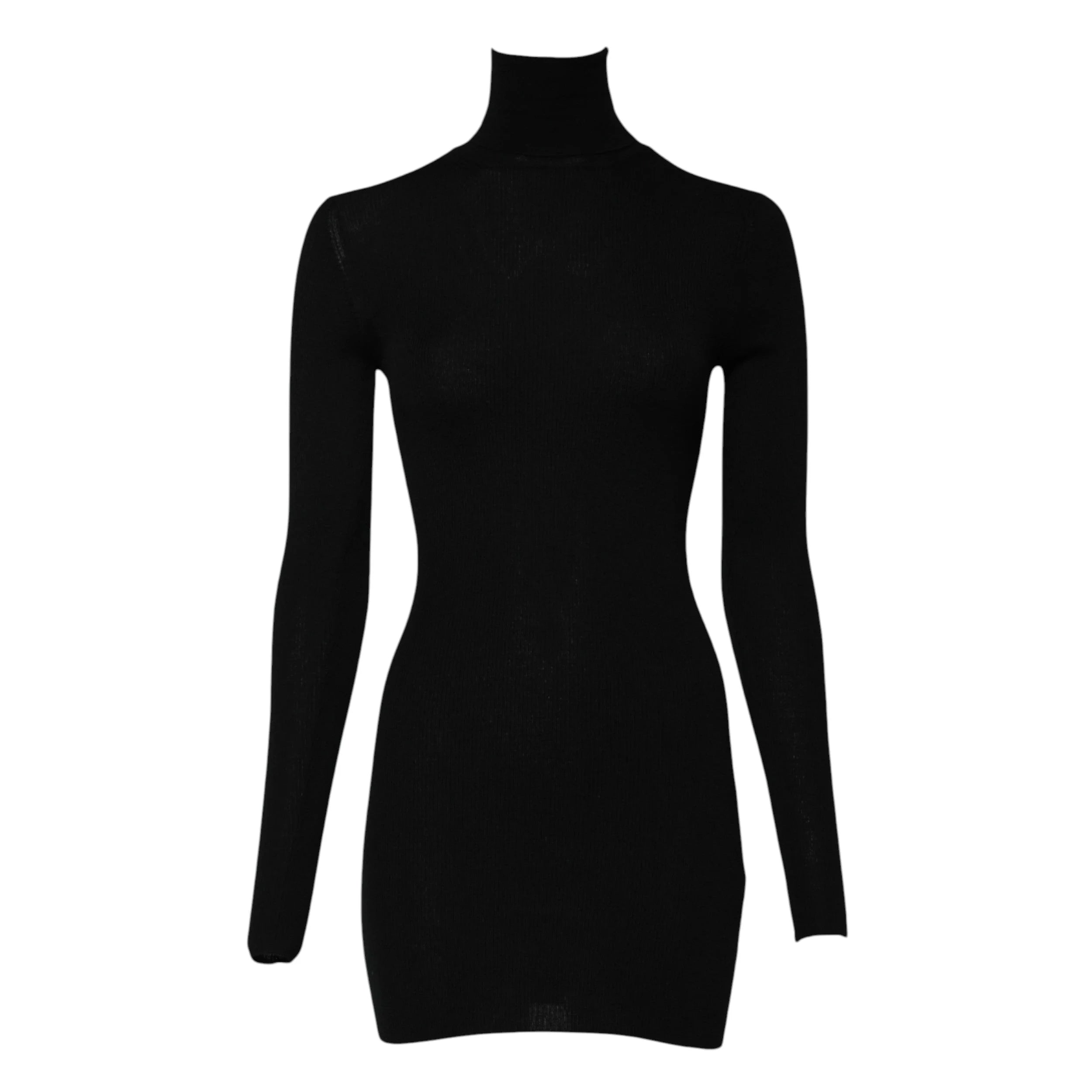 Dolce & Gabbana Black Long Sleeves Turtle Neck Mini Dress - IT36|XXS - Dresses