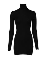 Dolce & Gabbana Black Long Sleeves Turtle Neck Mini Dress - IT36|XXS - Dresses
