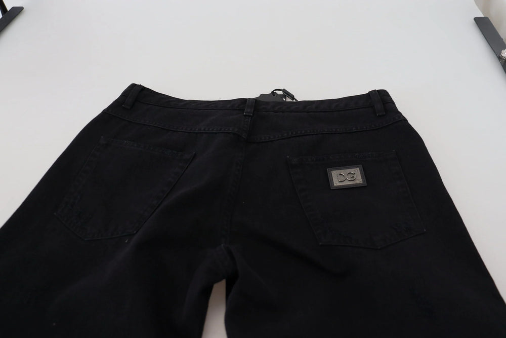 Dolce & Gabbana Black Loose Regular Torn Cotton Jeans - Jeans