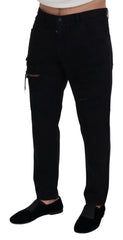 Dolce & Gabbana Black Loose Regular Torn Cotton Jeans - Jeans