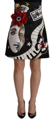 Dolce & Gabbana Black Love Clock Sequined Piano Skirt - Skirts