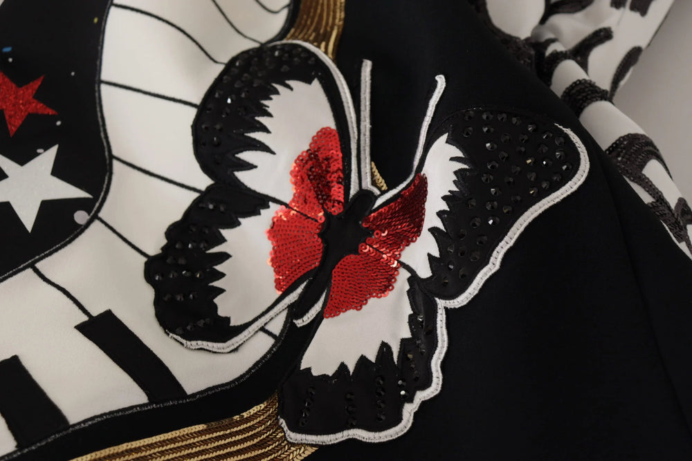 Dolce & Gabbana Black Love Clock Sequined Piano Skirt - Skirts