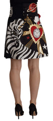 Dolce & Gabbana Black Love Clock Sequined Piano Skirt - Skirts