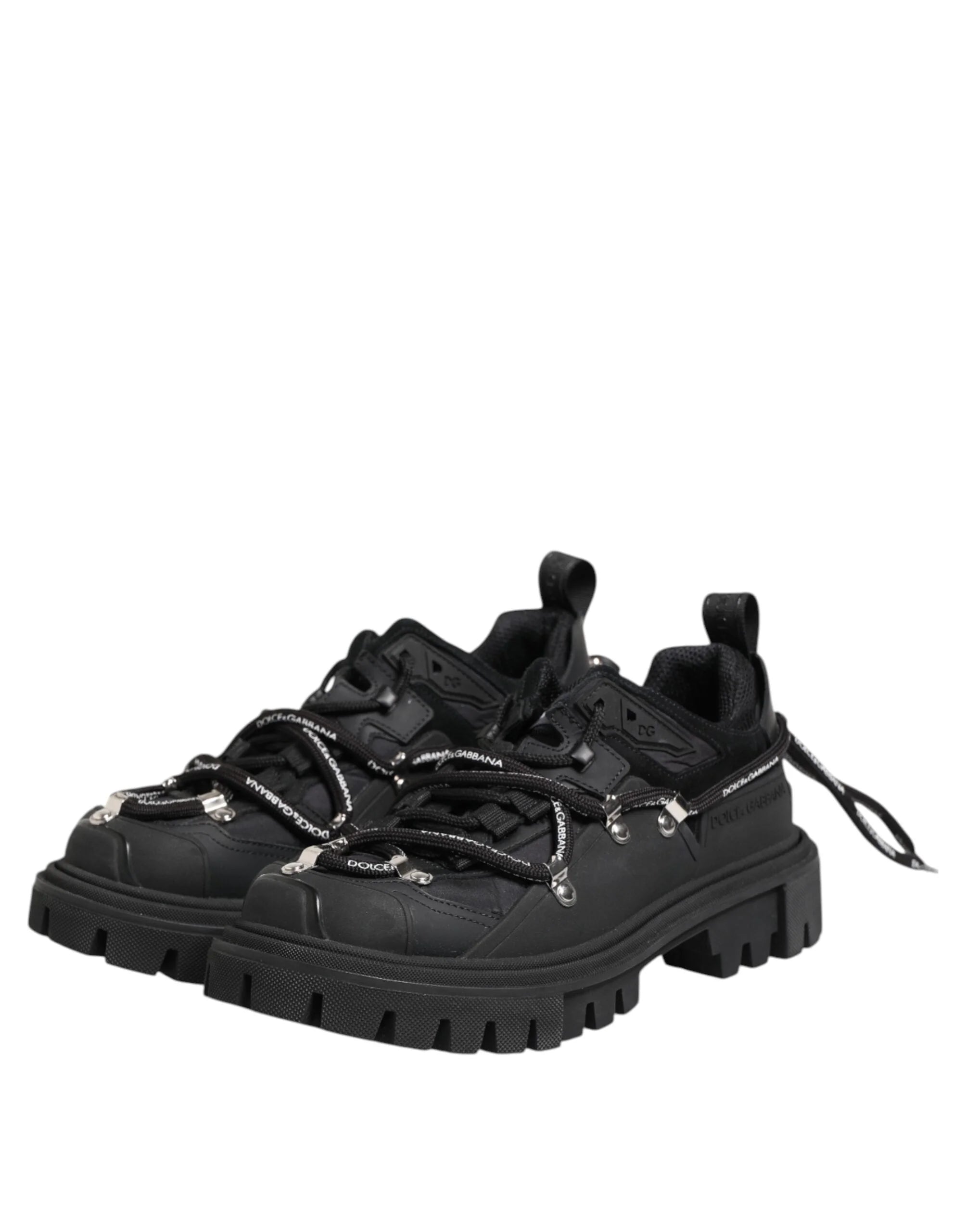 Dolce & Gabbana Black Low Top Lace Up Trekking Sneakers Shoes - Sneakers