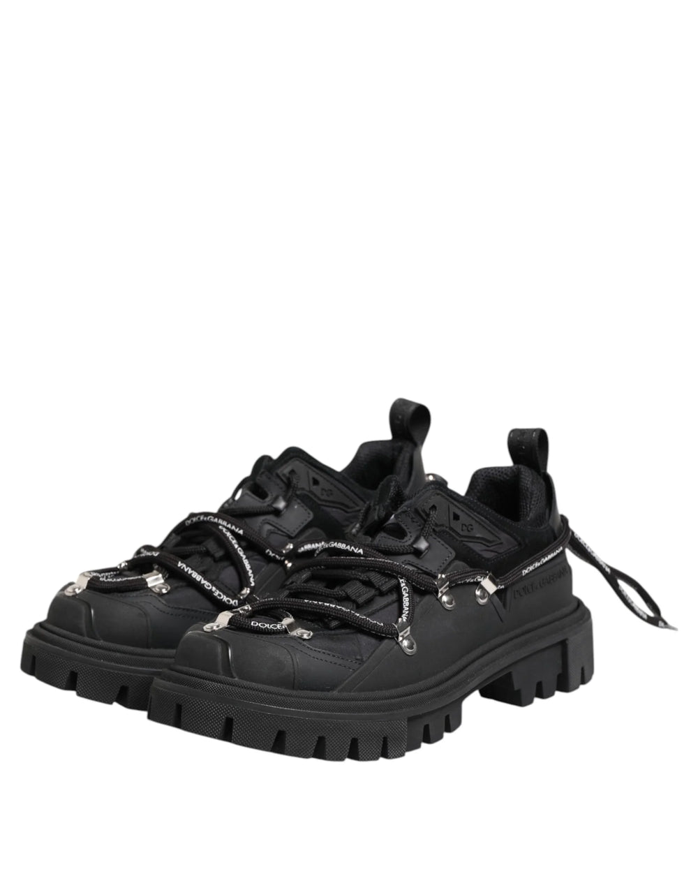 Dolce & Gabbana Black Low Top Lace Up Trekking Sneakers Shoes - Sneakers