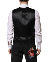 Dolce & Gabbana Black Lurex Dress Formal Men Waistcoat Vest - IT50 | L - Vests