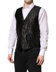 Dolce & Gabbana Black Lurex Dress Formal Men Waistcoat Vest - IT50 | L - Vests