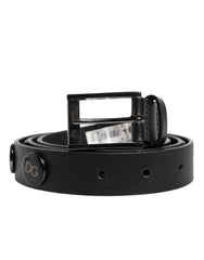 Dolce & Gabbana Black Luxury Leather DG Studs Buckle Belt - 90 cm / 36 Inches