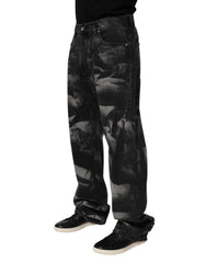 Dolce & Gabbana Black Marbled Effect Straight Men Denim Jeans - IT48 | M