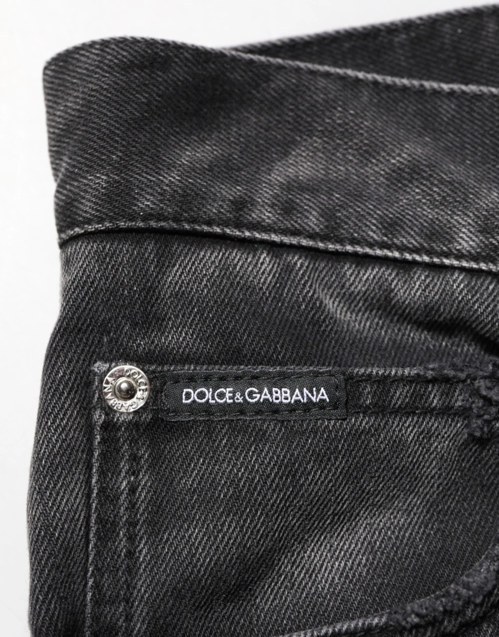 Dolce & Gabbana Black Marbled Effect Straight Men Denim Jeans - IT48 | M