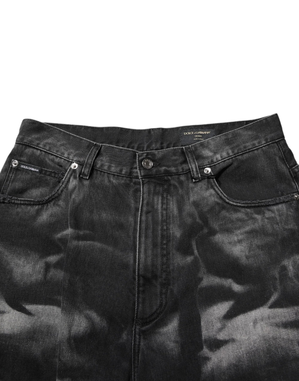 Dolce & Gabbana Black Marbled Effect Straight Men Denim Jeans - IT48 | M - Jeans