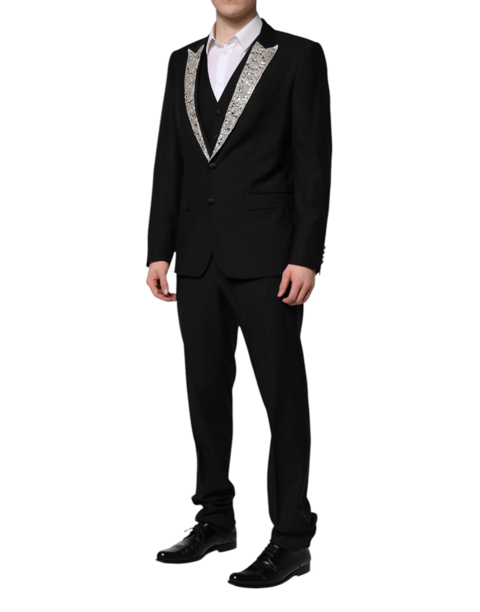 Dolce & Gabbana Black MARTINI Crystal Embellished 3 Pc Suit - IT50 | L - Tuxedos