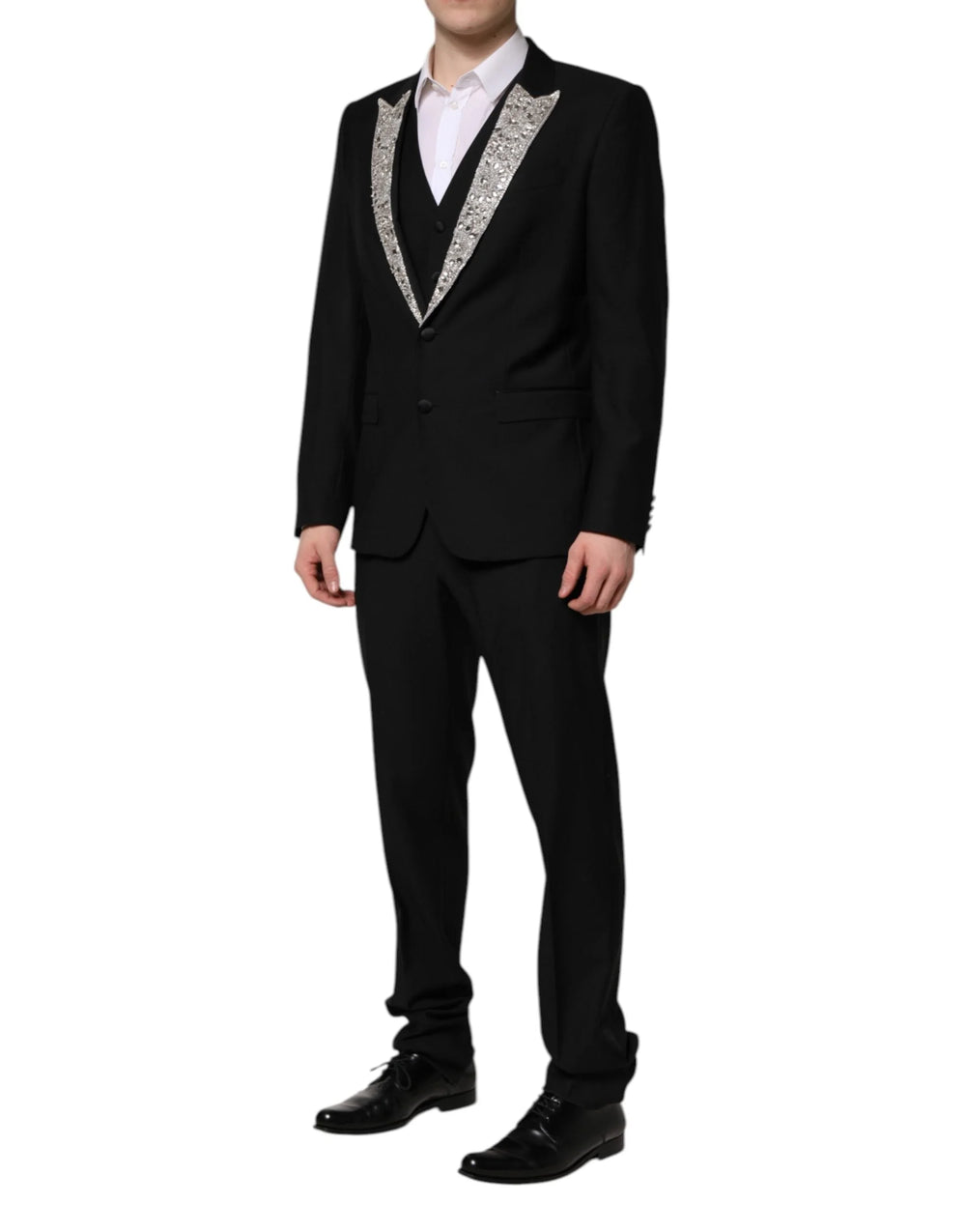 Dolce & Gabbana Black MARTINI Crystal Embellished 3 Pc Suit - IT50 | L - Tuxedos