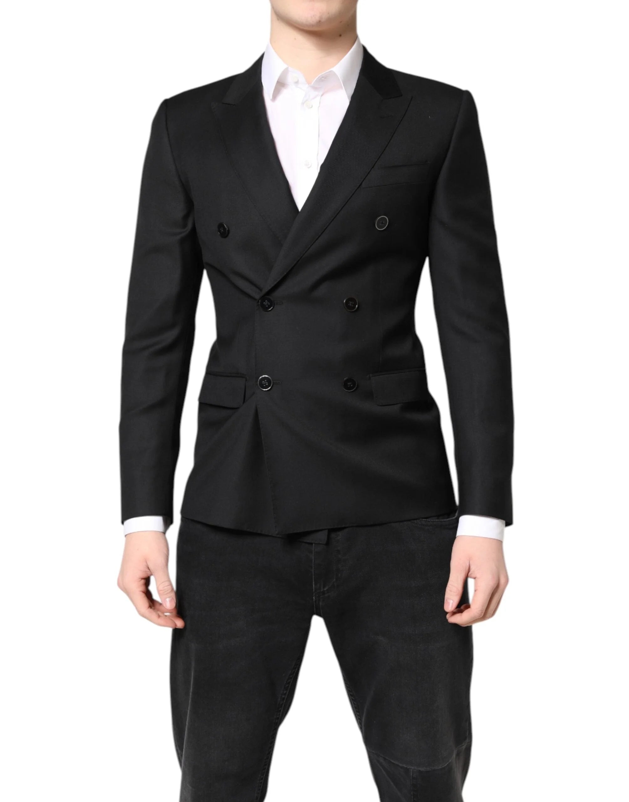 Dolce & Gabbana Black MARTINI Double Breasted Coat Blazer - IT44 | XS - Sport Jackets