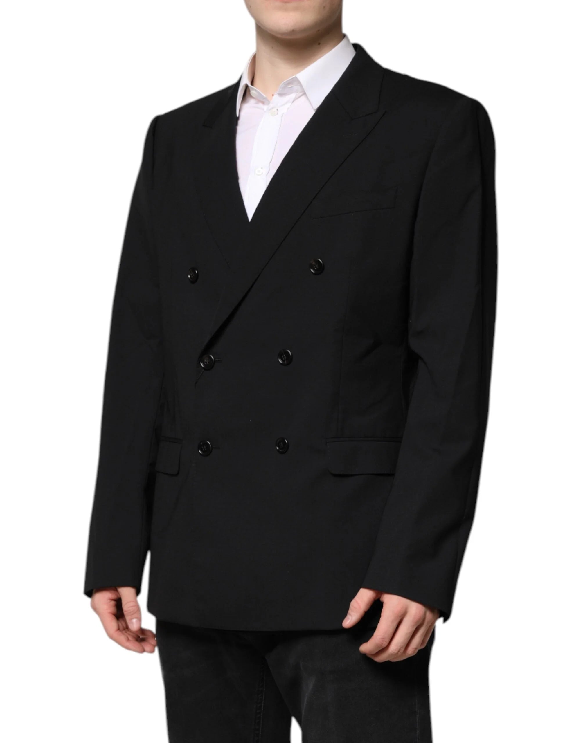 Dolce & Gabbana Black MARTINI Double Breasted Suit Jacket - IT54 | XL - Sport Jackets