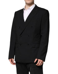 Dolce & Gabbana Black MARTINI Double Breasted Suit Jacket - IT54 | XL - Sport Jackets