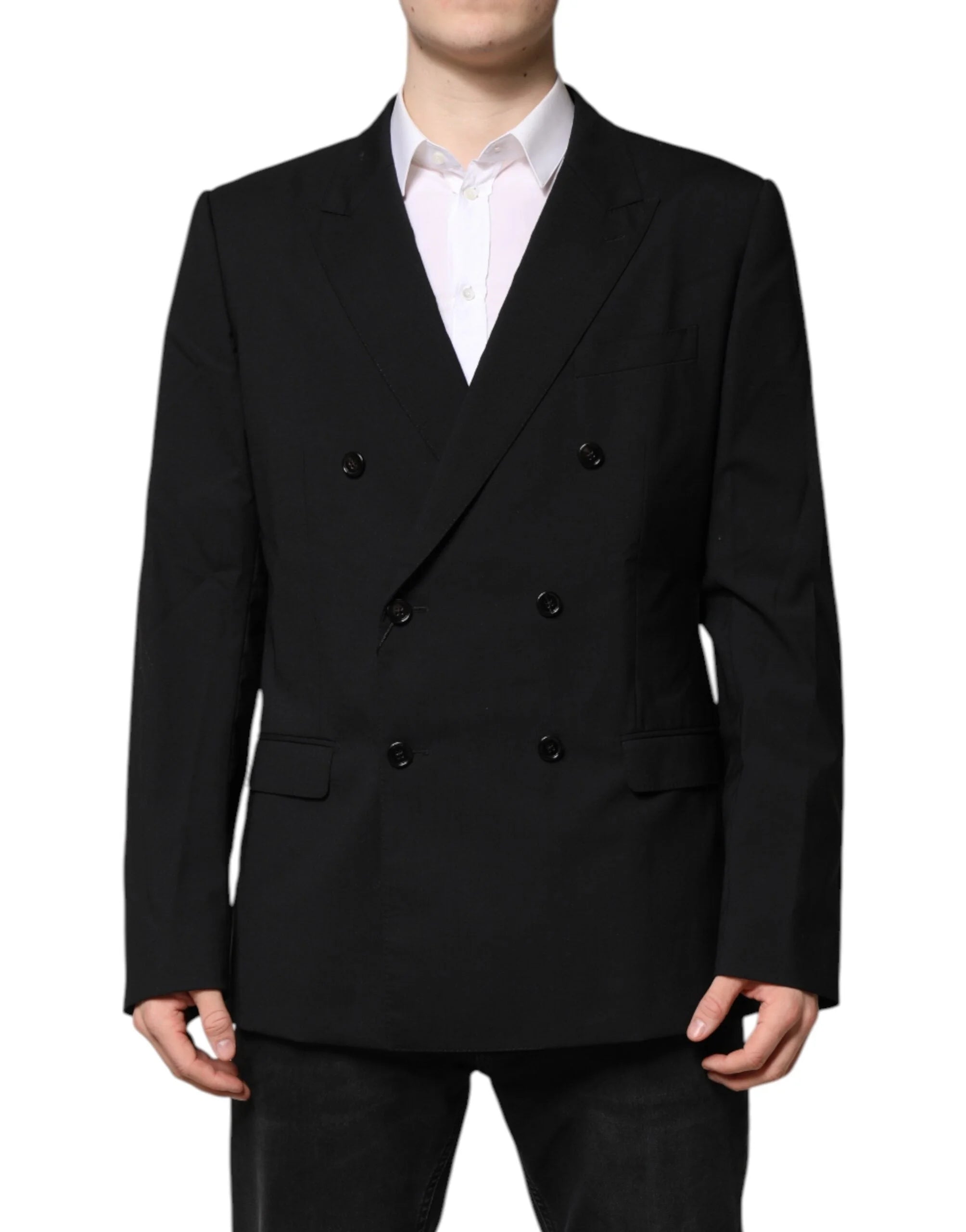 Dolce & Gabbana Black MARTINI Double Breasted Suit Jacket - IT54 | XL - Sport Jackets