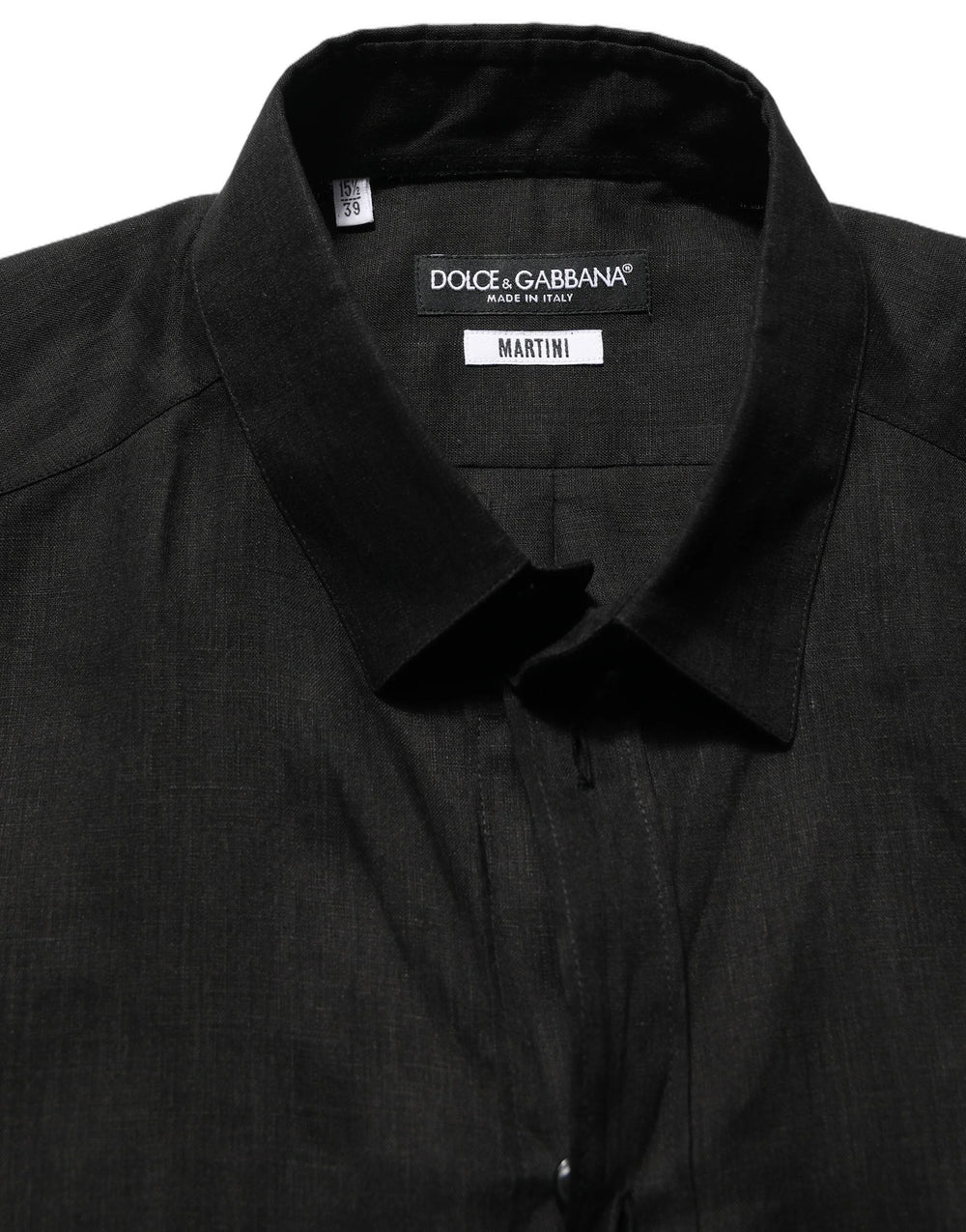 Dolce & Gabbana Black MARTINI Long Sleeves Linen Dess Shirt - IT39 | S