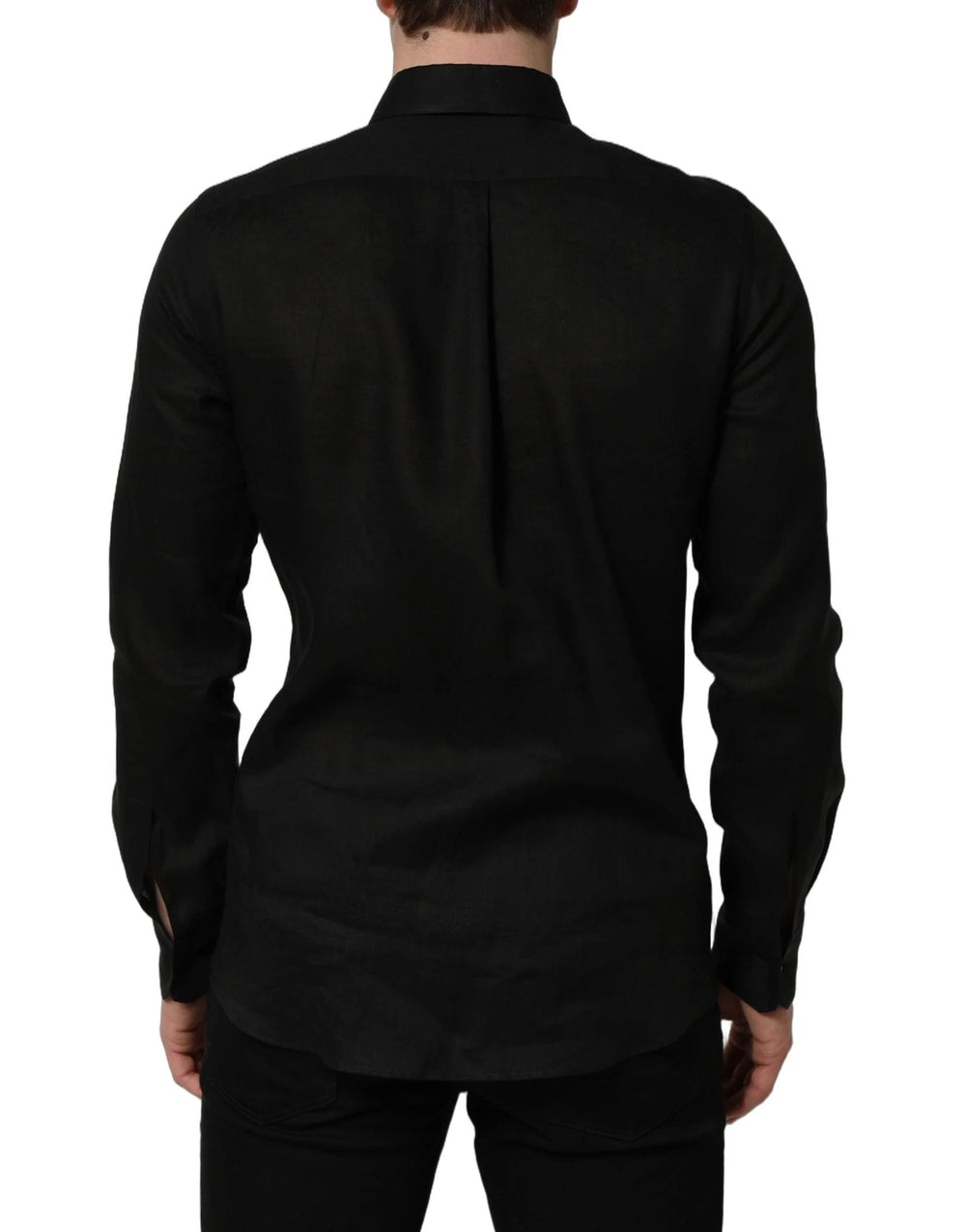 Dolce & Gabbana Black MARTINI Long Sleeves Linen Dess Shirt - IT39 | S